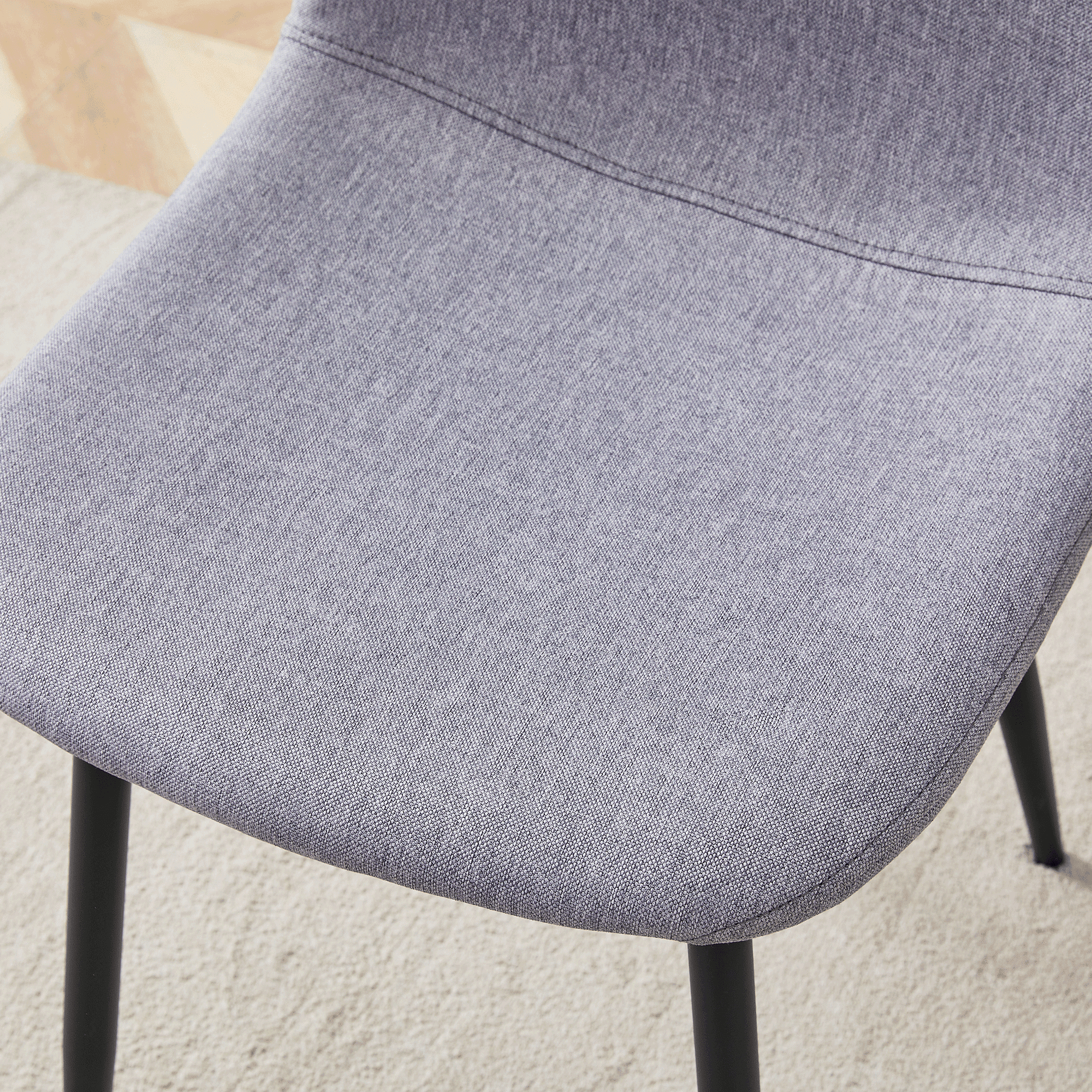 Sailvan Modern Linen Fabric Dining Chairs, 4-Pack, Sturdy Metal Legs with Anti-Slip Feet