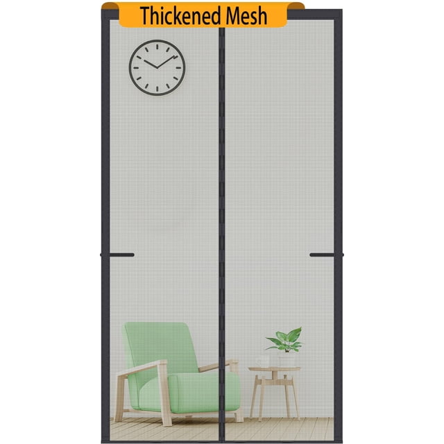 Mosquitera magnética para puerta Odocovo, malla gruesa, 38 x 82" negra