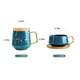 thumbnail image 2 of Billuyoard Taza de cerámica de estilo nórdico, taza con diseño de canicas con cuchara, contenedor de comida para desayuno de avena, vaso, Teteras Verde/Corto, 2 of 6