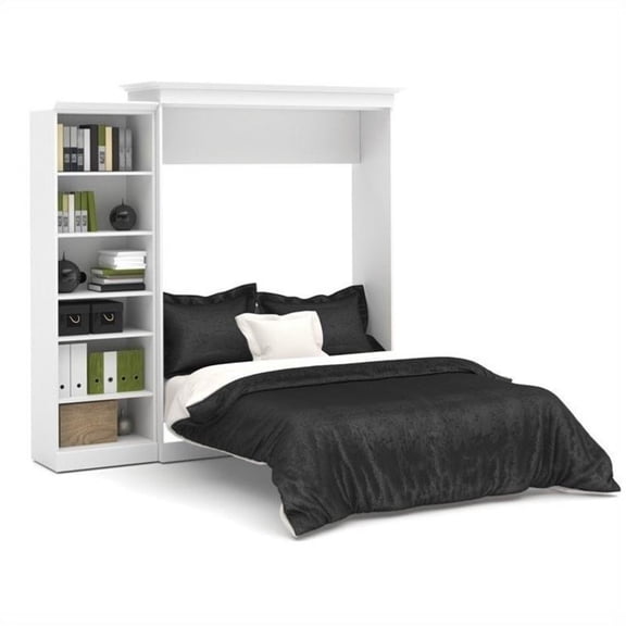 Atlin Designs Wood Queen Murphy Bed with Closet Organizer in White