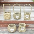thumbnail image 5 of Round Willow Wicker Basket Portable Flower Planter Rattan Vase Container, Pastoral Style, 12x11cm, No Handle, 5 of 7