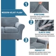 thumbnail image 4 of H.VERSAILTEX Plush Velvet 4-Piece Sofa Slipcover, Stretch Elastic Furniture Protector, Fits 98–105 Inch Extra Large 3-Cushion Couch, Stone Blue, 4 of 6