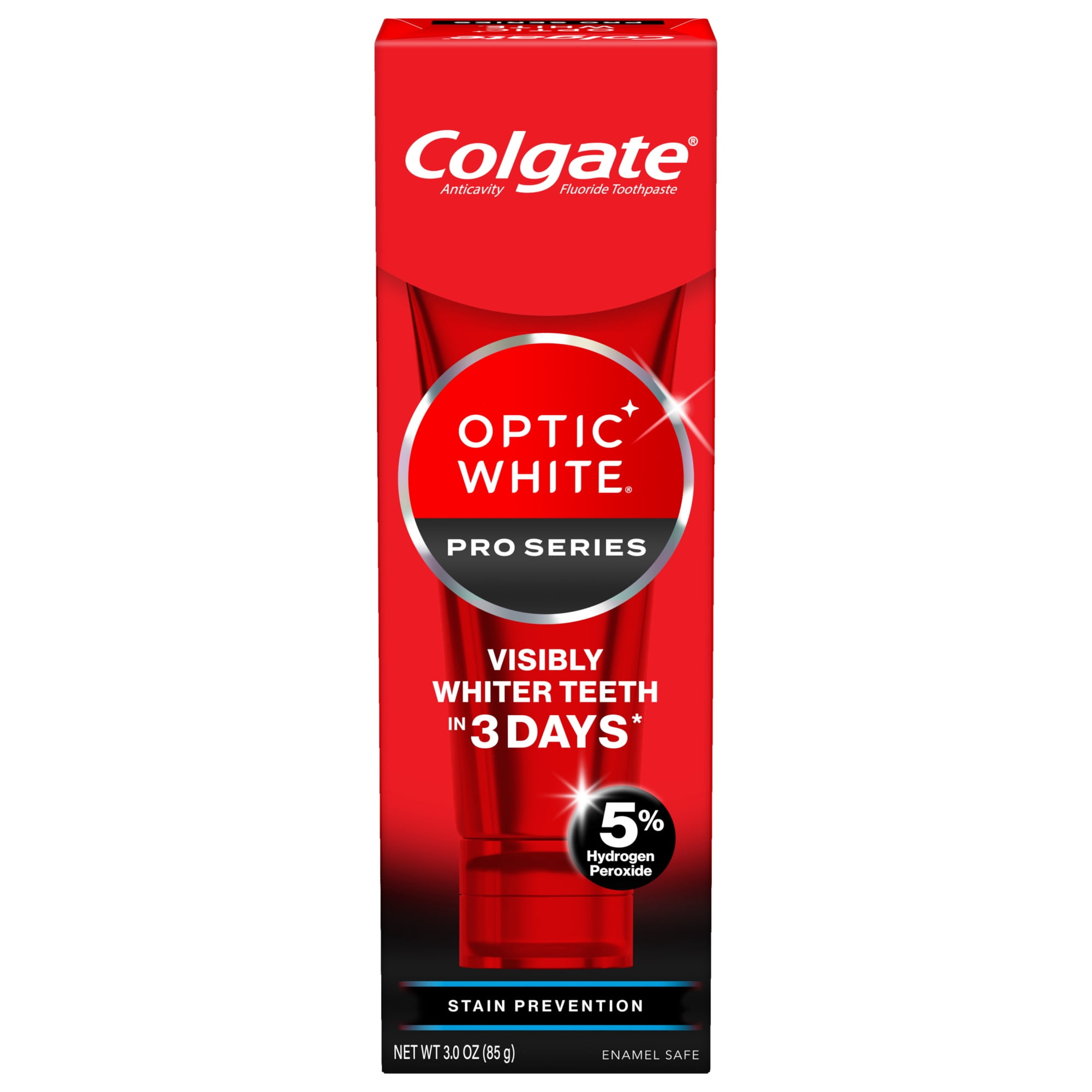 Colgate Optic White Pro Series Whitening Toothpaste with 5% Hydrogen Peroxide, Stain Prevention, 3 Oz Tube