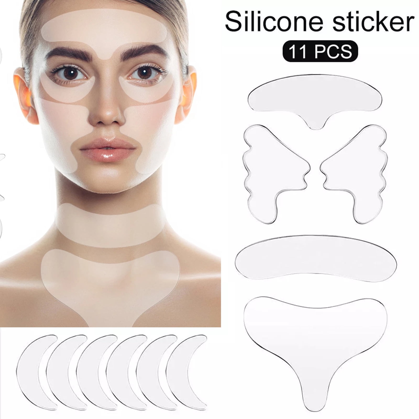 Reusable Facial Chest Neck Silicone Pad Set, Forehead Wrinkle Patches, Eye Wrinkle Patches, Silicone Chest Pads Neck Pad, 11Pcs