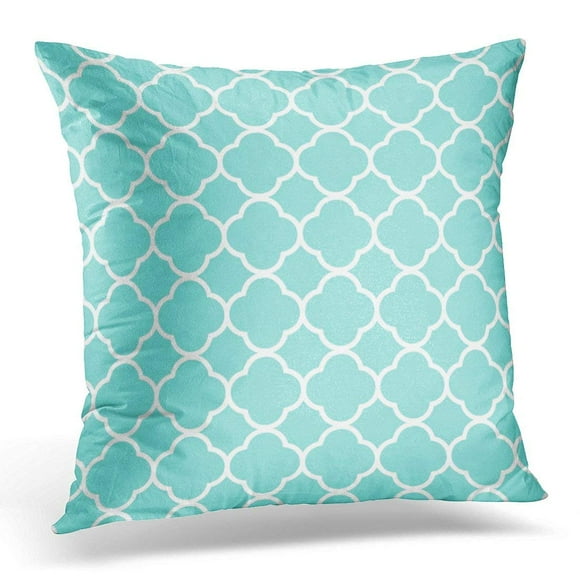 RYLABLUE Moroccan Modern Vintage Chic Teal Quatrefoil Native Pillowcase Cover 16x16 inch