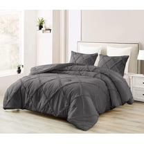 DNG Creations 5 Piece Diamond Ruffle Comforter 100% Egyptian Cotton, 800TC - Solid Dark Grey Colour - Super Soft 550 GSM All Season ( Full/Queen - Size )
