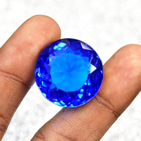 CERTIFIED Natural Blue 56.4 Ct Round Cut Flawless Gemstones For Jewelry Making
