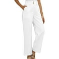 thumbnail image 4 of QUINDOS Womens Fall Pants Wide Leg High Waisted Long Casual Pants Straight Fit Trousers with Pockets, 4 of 5