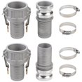thumbnail image 1 of Camlock Fittings HOOTSUM, aluminio tipo C&E, 5 cm, con abrazaderas, paquete de 2, 1 of 6