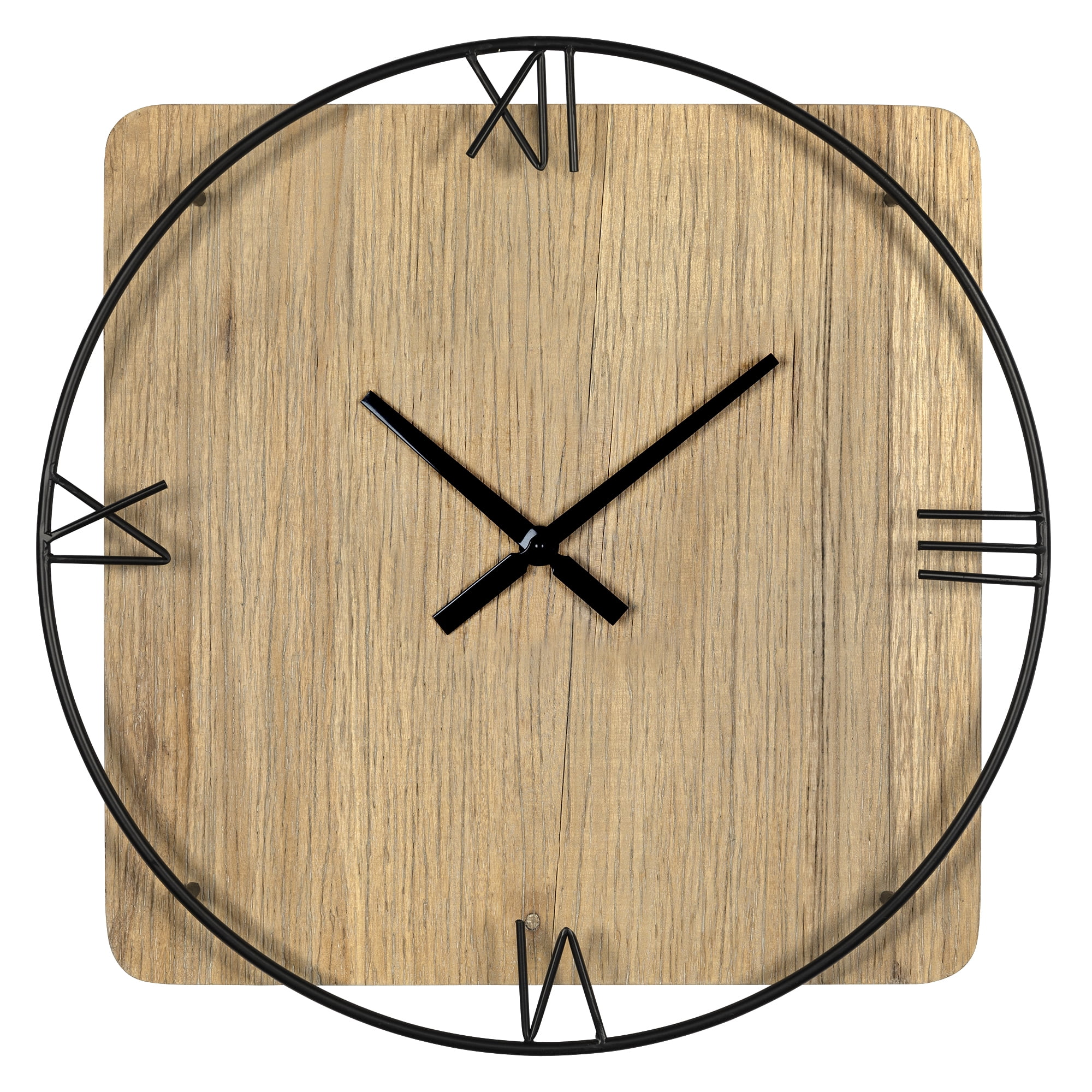 Stratton Home Decor Large Beige Analog Round Farmhouse Wall Clocks