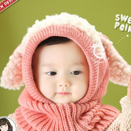 

HULKLIFE Drooping Ears-Shaped Baby Kids Winter Warm Knitted Scarf Hat
