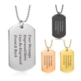 thumbnail image 3 of Personalized Dog Tag Pendant Necklace for Men, Custom Laser Engraving Front & Back, Stainless Steel Army Military Dog Tag Pendant with 24'' Chain, 3 of 5