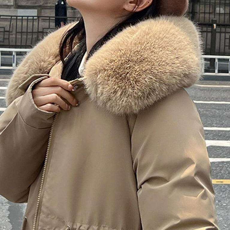 Warm Jackets for Women Fall and Winter Down Fleece-Lined Thickened