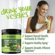 NATURELO Raw Greens Superfood Powder - Unsweetened - Boost Energy, Detox, Enhance Health - Organic Spirulina - Wheat Grass - Whole Food Nutrition from Fruits & Vegetables - 240 Grams