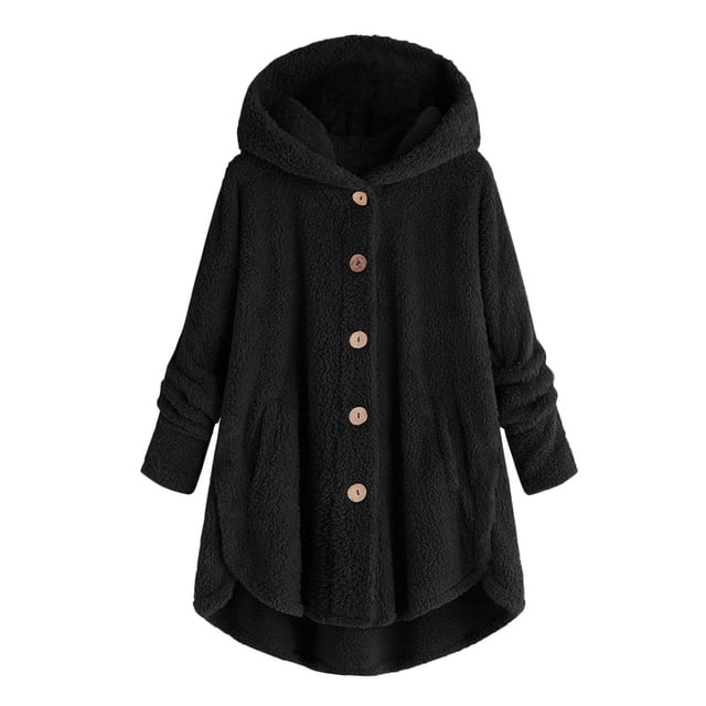 Women Plus Size Button Tops Hooded Loose Cardigan Wool Coat Winter Jacket Long Length Cardigan for Women Summer Cardigan for Women Long Sleeveless Cardigans for Women Winter Sweaters for Women