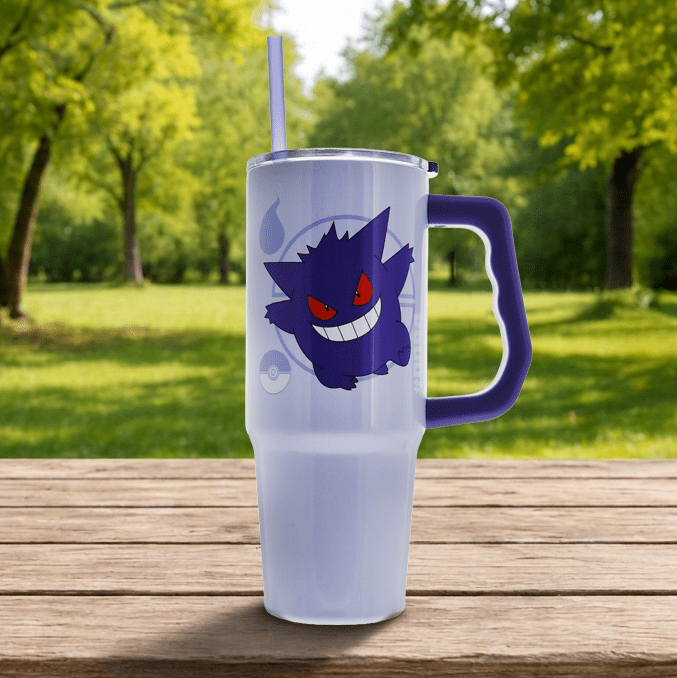 Pokemon Gengar & Type 30oz Stainless Steel Tumbler with Handle and Straw