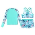 thumbnail image 4 of YONGHS Kids Girls 3 Piece Tankini Swimsuits Long Sleeve Rashguard Swimwear Set UPF 50+ Leaf 14, 4 of 6