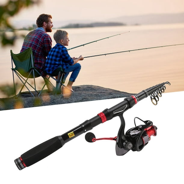 Fishing Rod And Reel Combo Set With Red And Black Carbon Fishing