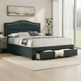 thumbnail image 6 of Sey Full Size Bed w Storage Drawers, Dark Gray Upholstered Headboard, 6 of 6