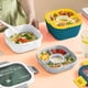 thumbnail image 3 of Matsuzay Contenedor de almuerzo apilable, ensaladera con cubiertos, salsa de 4 compartimentos, a prueba de fugas, buen sellado, fiambrera para estudiantes Cocina y Comedor Blanco 1700ML Matsuzay HA073026-03, 3 of 6