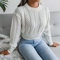thumbnail image 4 of XINSHIDE Female Sweaters Crew Neck Long Sleeve Loose Chunky Knitted Pullover Sweater Jumper Tops sweaters for teen girls, 4 of 6