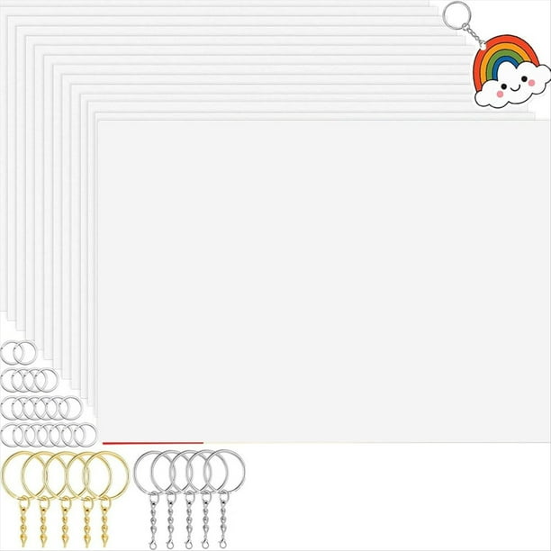 Kit de 260 Láminas Termoencogibles, Láminas de Plástico Retráctil, 20 Papeles Retráctiles, 240 Llaveros, para Manualidades Creativas Infantiles.