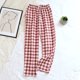 thumbnail image 3 of Pantalones de pijama sueltos de algodón a cuadros para mujer y hombre, pantalones de dormir, ropa de salón, primavera y verano, novedad, 3 of 4