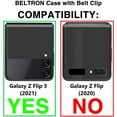 thumbnail image 3 of BELTRON Case with Clip for Galaxy Z Flip 3 5G, Thin Fit Tough Protective Cover with Rotating Belt Hip Holster Combo and Built in Kickstand for Samsung Galaxy Z Flip3 SM-F711 2021 - Pearl Grey, 3 of 9