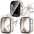 thumbnail image 1 of KOMI 2 Pack 2 in 1 Waterproof Case for Apple Watch Series 8 7 41mm, Straight Edge PC Front & Back Bumper with Tempered Glass Screen Protector 360 Protective Cover for iWatch 41mm, 1 of 5
