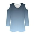 thumbnail image 4 of jobturf Womens Summer Tops Clearance $5 Casual 3/4 Sleeve Cold Shoulder T-Shirts Loose Fit V Neck Cute Tunic Tops Basic Tees Blouses Pullover, 4 of 5