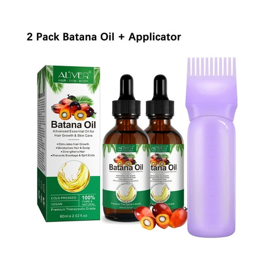 Aliver Batana Oil (2 Pack) with Root Comb Applicator Bottle,Moisturizes & Strengthens Hair -100% Pure & Natural Advanced Essential Oil for Hair,Skin and Nail Care