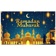 thumbnail image 3 of Ramadan Themed Decorative Backdrop Banner with Crescent Moon Lanterns and Mosque Silhouettes Ramadan Mubarak Party Decorations Photography Props Muslim Celebration Event Background Decors, 3 of 8