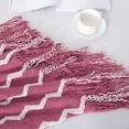 thumbnail image 6 of Bourina Fluffy Chenille Knitted Fringe Throw Blanket, Lightweight Soft Cozy Bed Sofa Chair Blanket, Rose Wine, 50" x 60", 6 of 8