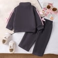 thumbnail image 5 of Zanarzt Toddler Baby Girl Clothes Kid Girls Sweatsuit Set Cute Bow Sweatshirt Jogger Pants with Pocket Casual Outfuts Set Navy,6-9 Months, 5 of 9