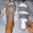 thumbnail image 4 of Quaouag Women's Glitter Shiny Slide Sandals Sparkle Fancy Flat Slippers Slip-on Jeweled Shoes, 4 of 7