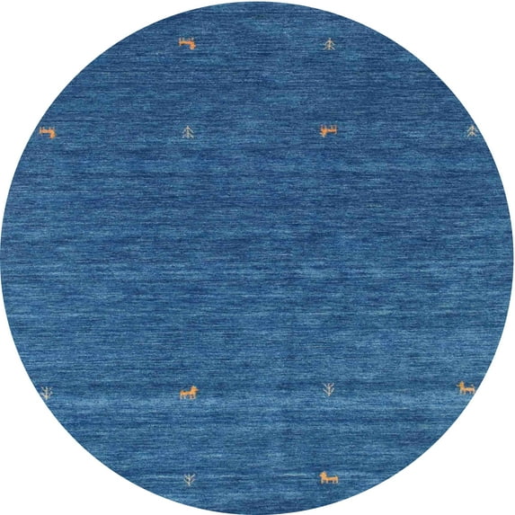 Ahgly Company Indoor Round Contemporary Blue Abstract Area Rugs, 6' Round