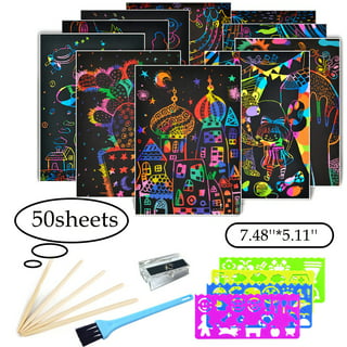 50 Sheets Scratch Paper Art, Black Scratch Paper Art Boards for Kids Girls  Boys, Rainbow Scratch Paper, Arts and Crafts Supplies, Christmas Birthdays  Party Gift for Children, 7.67 x 5.31in 