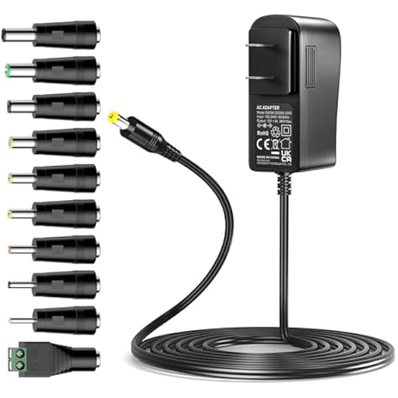 xixishop Universal AC Adapter 12V 3A Center Positive Power Supply 12 Volt 3 Amp 2.5A 2A 1.5A 1A 500mA Charger DC 12V Power Cord for Router DVD Player Speaker LED Strip Light CCTV Security Camera