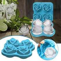 RuiJiao Silicone Rose Molds, Make 4 Cute Flower Shape Ice, 3D Flower Shaped Ice Tray with Lids, Easy Release Ice Ball Maker for Cocktails, Whiskey, Juice, Homemade Drinks