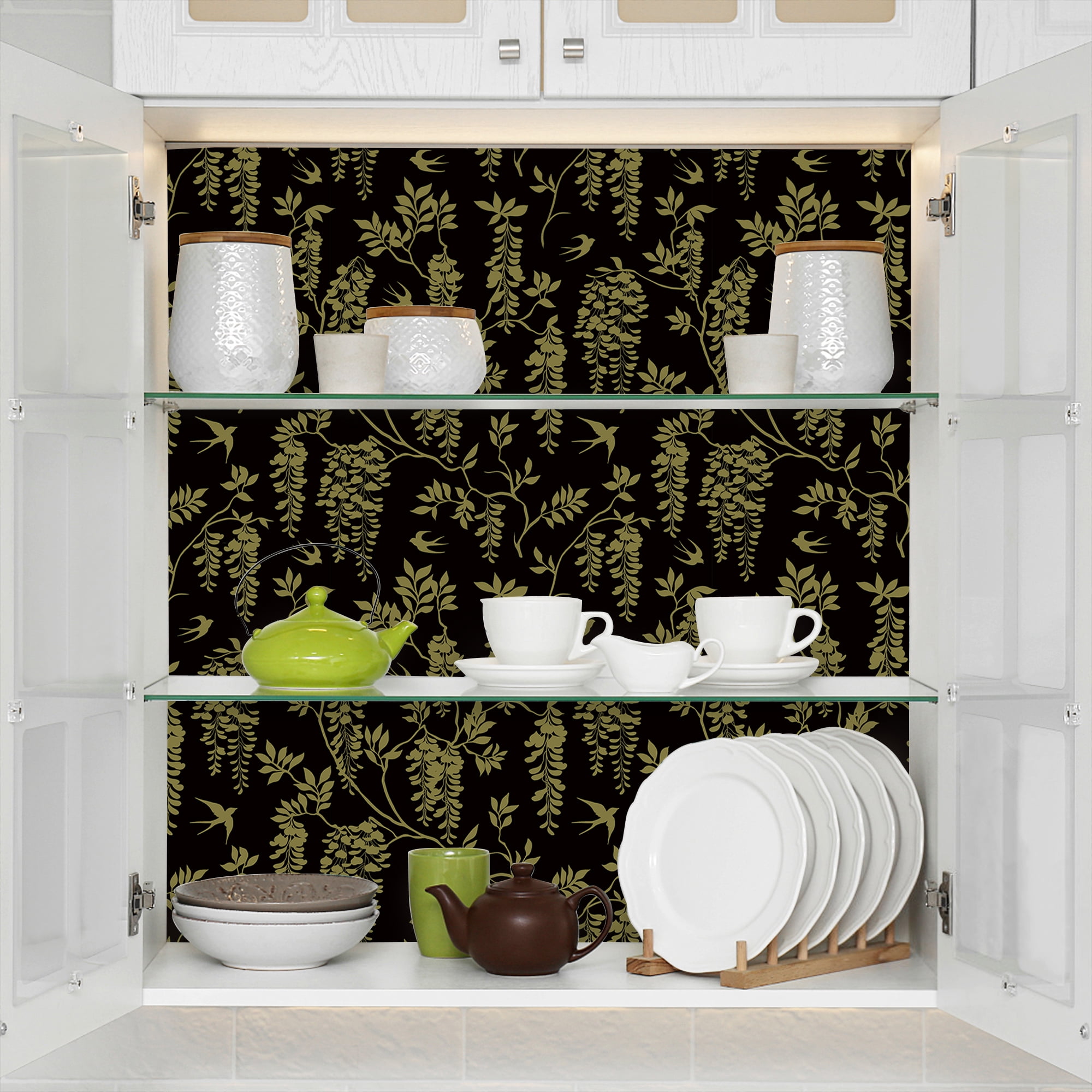 UMIGGEE Floral Wallpaper Peel and Stick Flower Black Wall Paper Self Adhesive Wallpaper 17.7-in x 118-in Contact Paper Removable Wallpaper for Home Decor Wall Covering Old Furniture Renovation