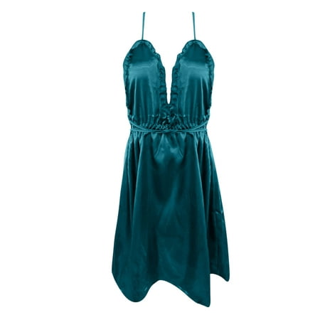 

kpoplk Plus Size Nightgowns Women Lace Nightgown Satin Chemise Lingerie Dress V Neck Sleepwear Slips Nightie(Army Green)