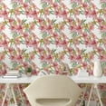 thumbnail image 2 of Ambesonne Floral Peel & Stick Wallpaper for Home, Blossom Foliage Tropical, 13"x72", Raspberry and Pistachio Green, 2 of 5