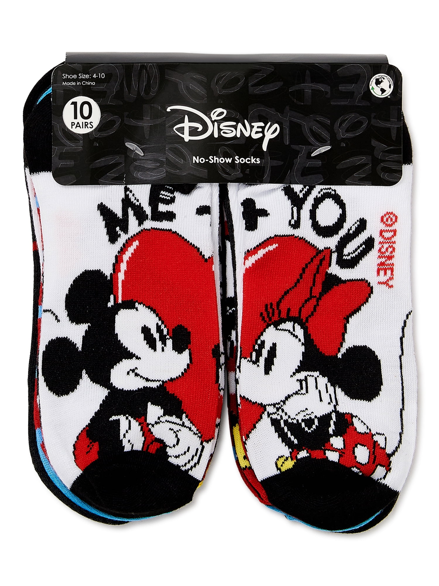 Mickey & Friends Women's No Show Socks, 10-Pack 