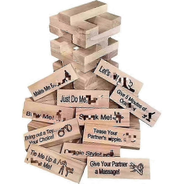 48pcs Super Naughty Block Tower Game Funny Couple Stacking Tower With Truth Or Dare Questions And Challenges Games Valentine Tumbling Tower Stacking J