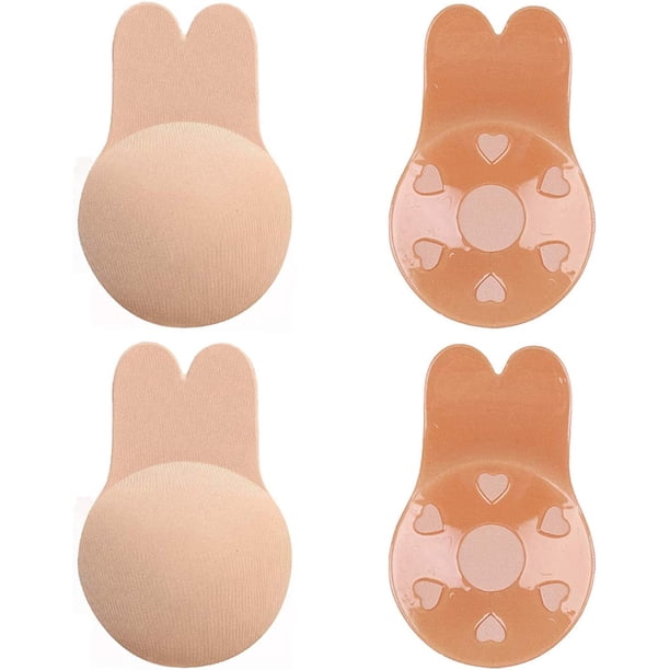 2 pares de sujetadores adhesivos invisibles, sin espalda, sin tirantes, reutilizables, push up, levantadores de pezones para mujeres