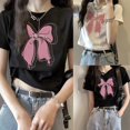 thumbnail image 4 of Basic Simple Womens Short Printed T-shirt Fashion Slim Temperament top, 4 of 6