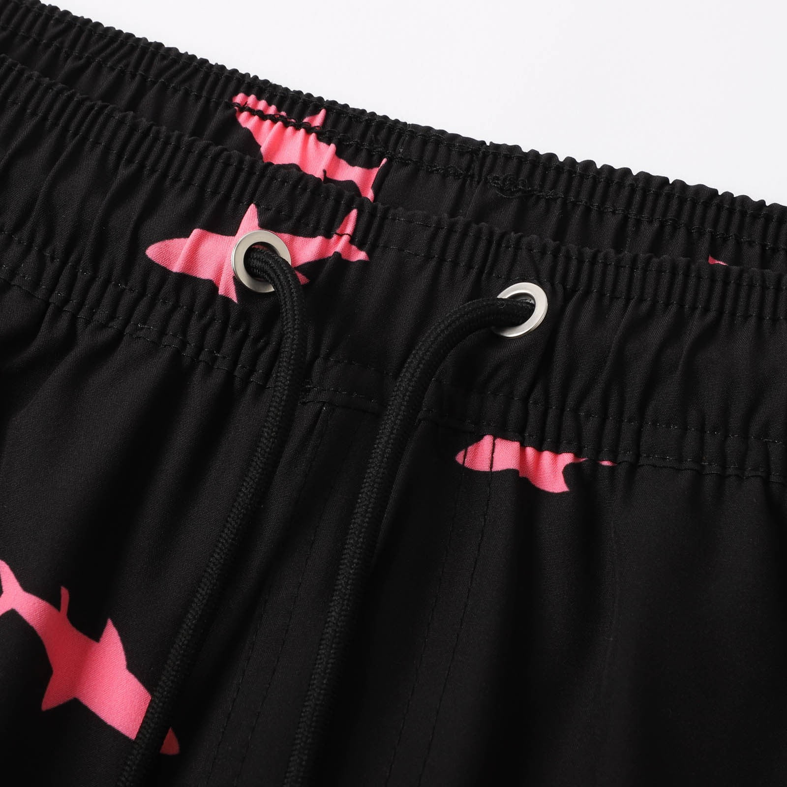 Tisuna Mens Swim Shorts Shark Print Drawstring Elastic Waist Straight Leg Trunks With Liner Casual Stylish Fit Male Holiday Summer Surfing Shorts Black Size Xxxl