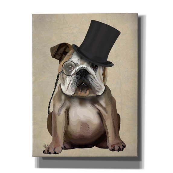 Epic Graffiti 'English Bulldog, Formal Hound and Hat' by Fab Funky, Canvas Wall Art, 40"x54"