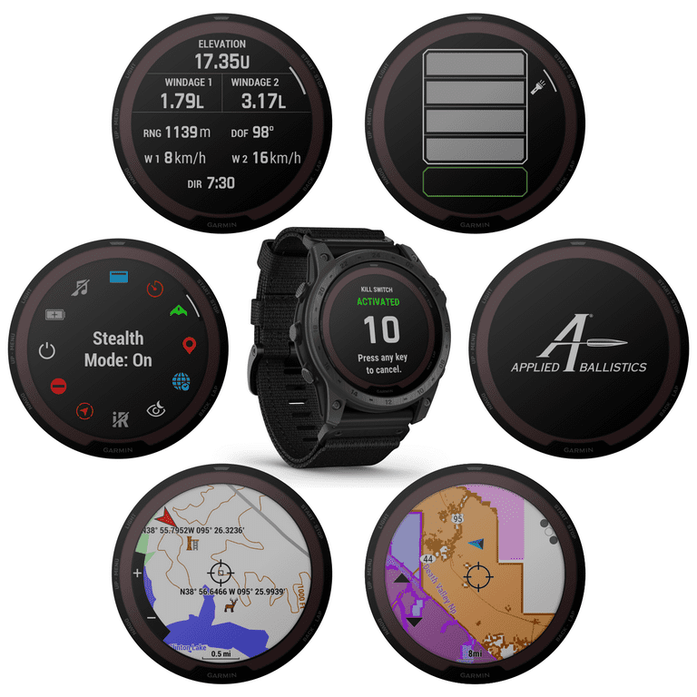 Garmin Tactix 7 Pro Ballistics Edition Solar-powered Tactical GPS Smartwatch,  1.4 in. with Applied Ballistics and Nylon Band with Wearable4U Black  EarBuds Bundle 