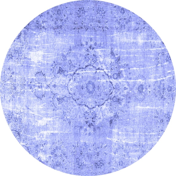 Ahgly Company Machine Washable Indoor Round Persian Blue Traditional Area Rugs, 6' Round